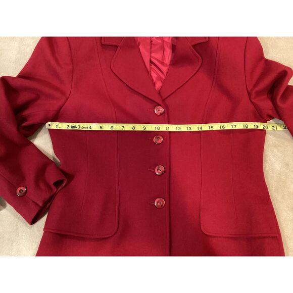 Red 100% Wool Oleg Cassini Vintage blazer, size 12 Petite - Picture 4 of 10
